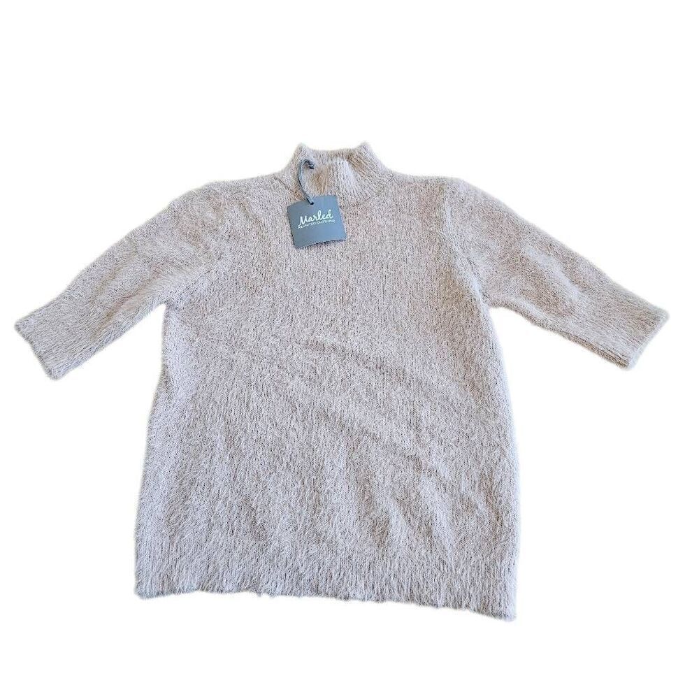 Marled Reunited clothing womens Sz S pink rose fuzzy short sleeve sweater